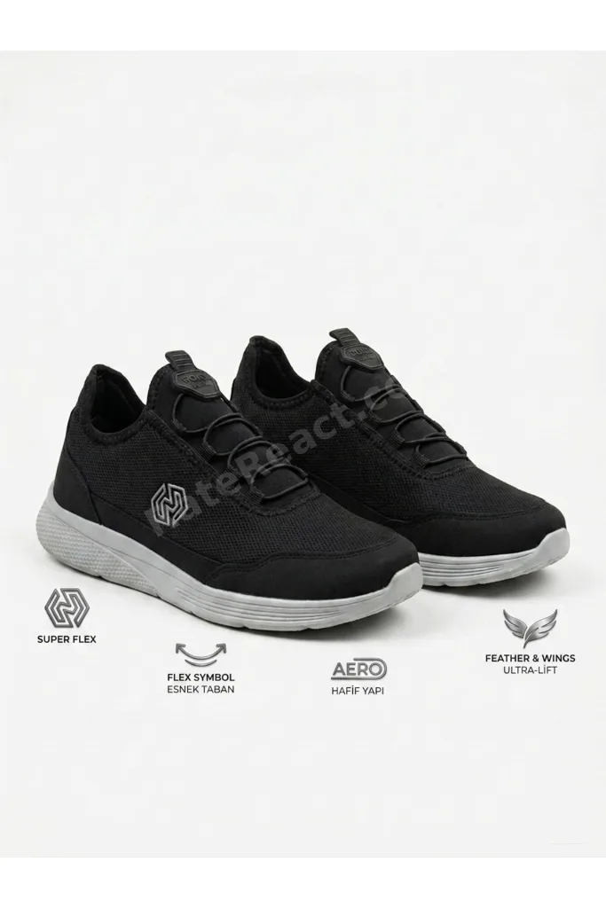 RF Ultra Hafif Rahat Taban Yürüyüş Koşu Bağcıksız Erkek Spor Ayakkabı Sneaker Siyah