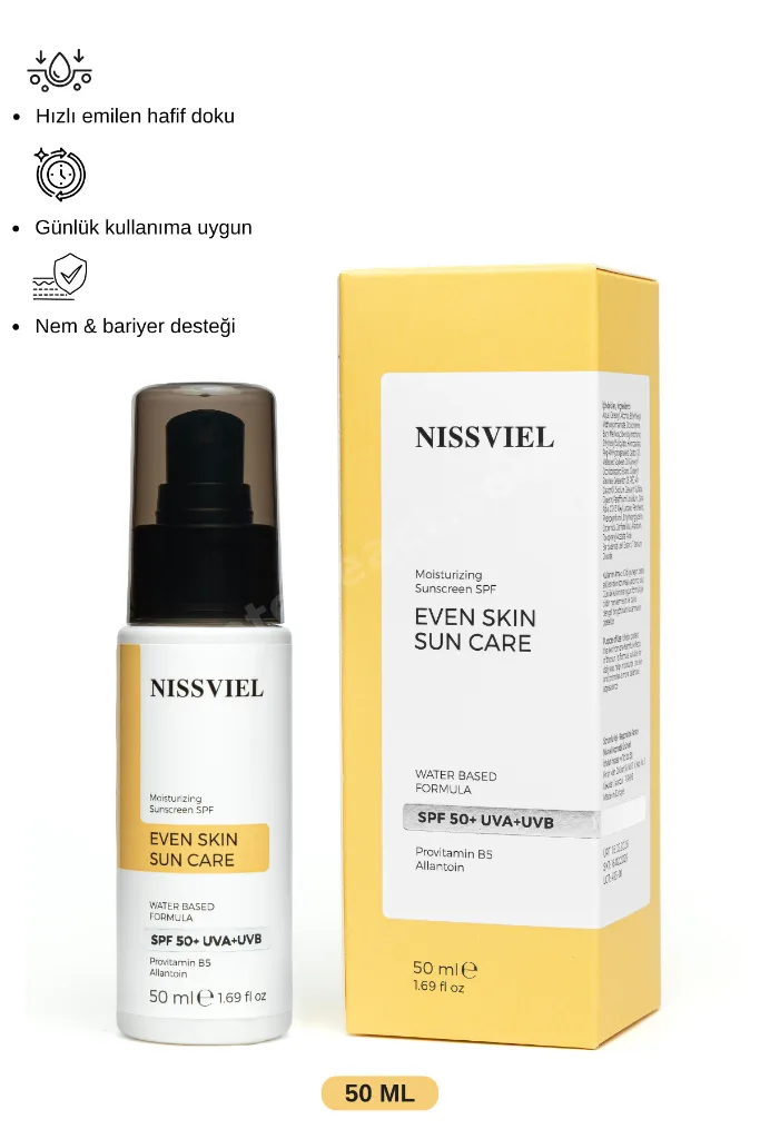 E Vitamini ve Aloe Vera İçeren SPF 50+ Leke Karşıtı Güneş Bakım Kremi 50ML