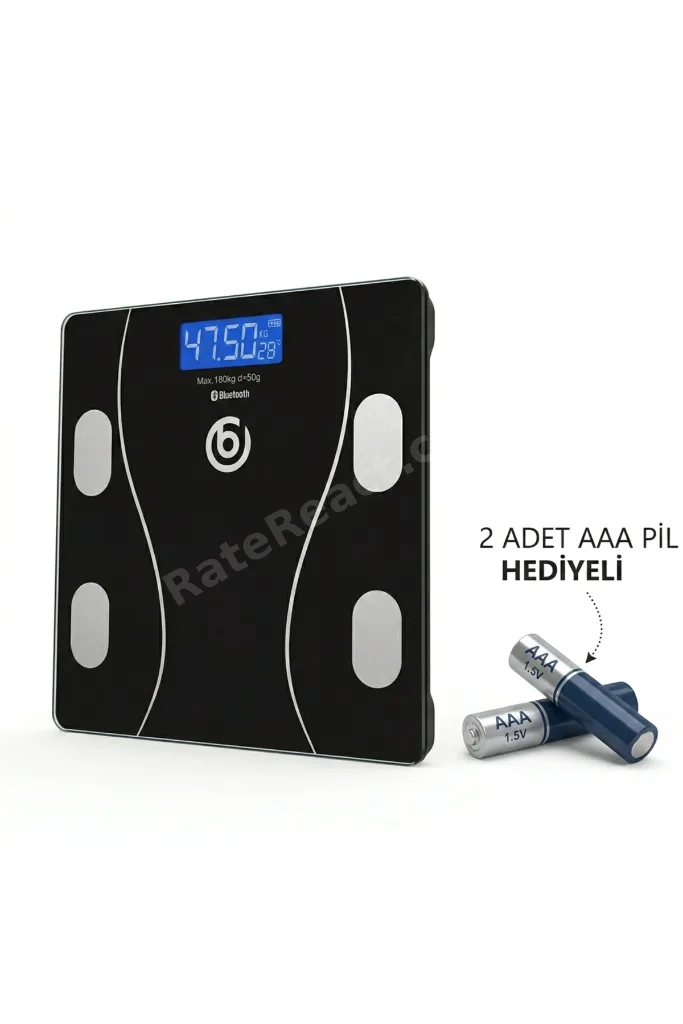Dijital Baskül Bluetooth Vücut Analiz Tartısı - Akıllı Yağ Ölçer - Android iOS Uyumlu 180 KG