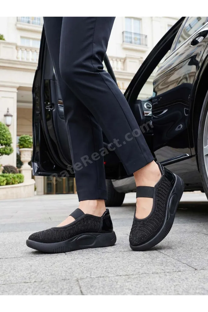 Conf 212 Siyah Taşlı Anatomik Kadın Sneakers