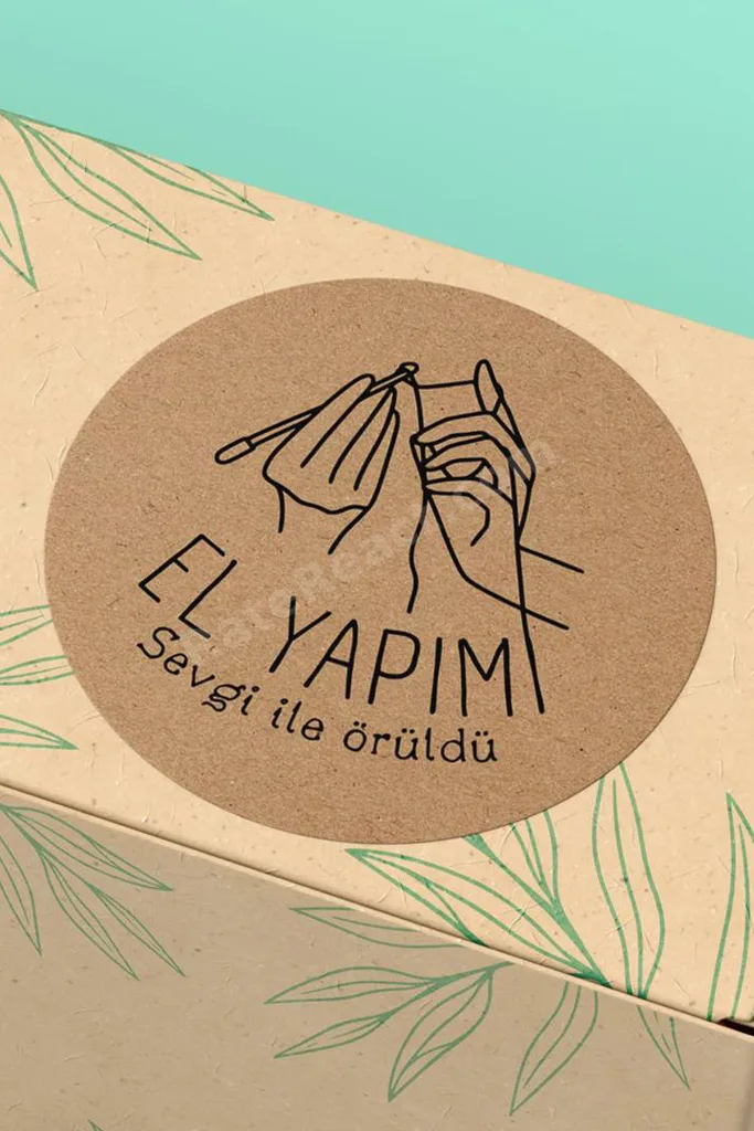 Sticker Kraft Görünümlü El Yapımı Yazılı Paketleme Kargo Etiketi - 3x3cm 90 Adet - ST2285
