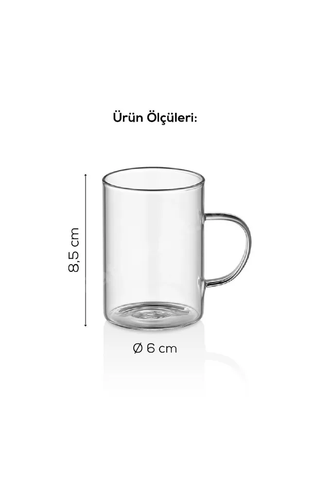 6'lı Isıya Dayanıklı Borosilikat Cam Kupa Bardak