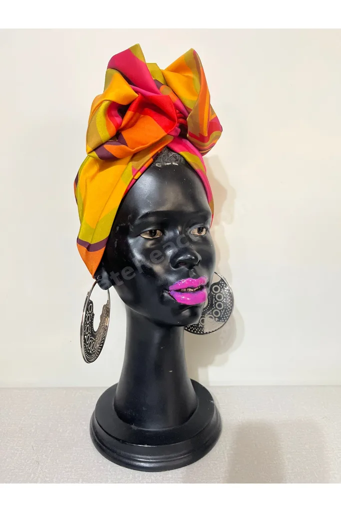 Afrika modeli telli bandana saç aksesuarı kumaş toka