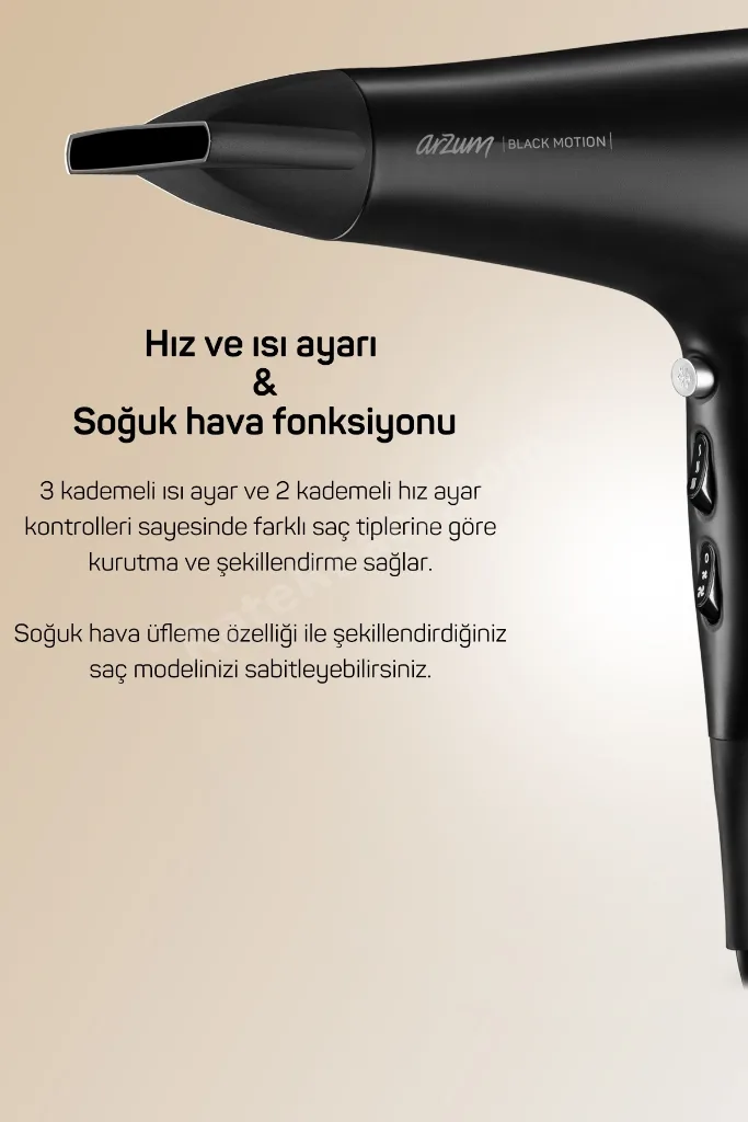 Black Motion Saç Kurutma Makinesi 2200W Siyah - AR5099