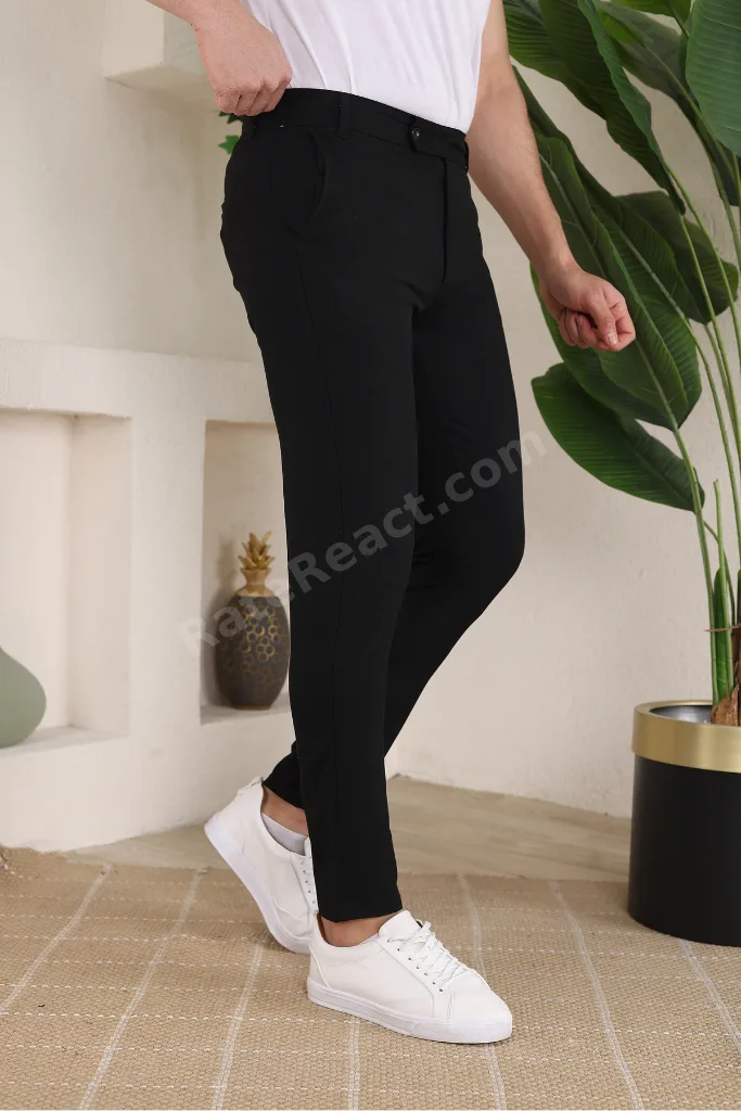 Erkek Şık ve Rahat Kumaş Pantolon – Siyah