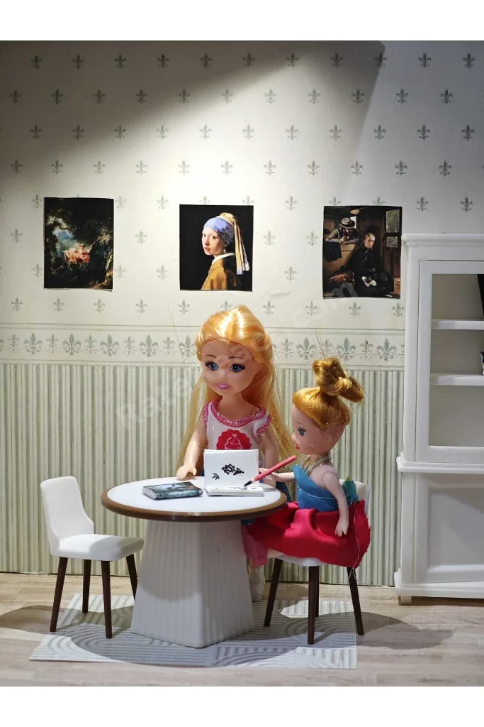 2 li Masa Sandalye Takımı Maket -Bebek Evi Eşyası