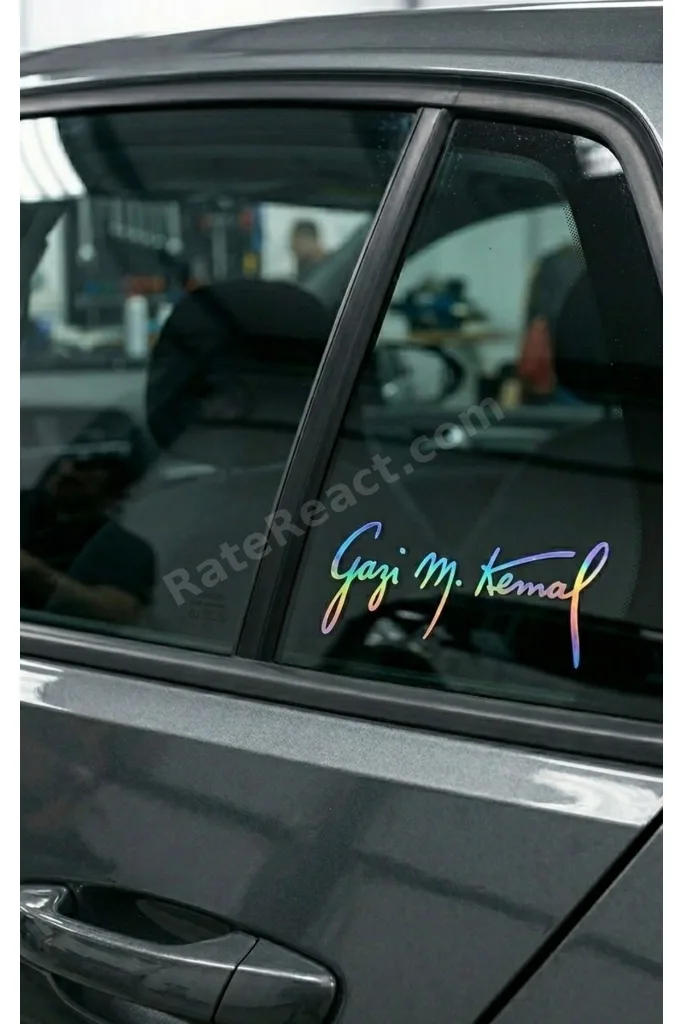 Hologram Gazi Mustafa Kemal İmzası 20x4 CM Folyo Sticker