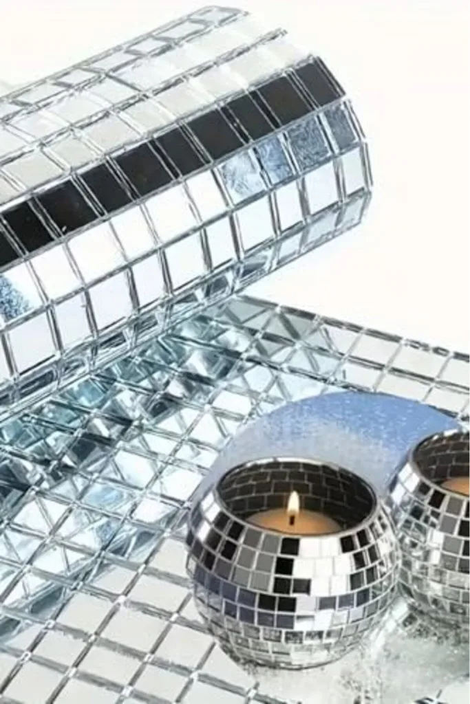 meala kozmetık store Kare Silver Cam Mozaik Fayans Çıkartmaları Kendinden Yapışkanlı Aynalı, PRA-131