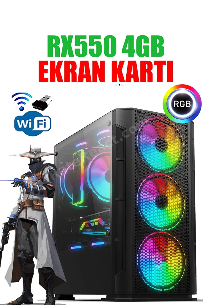 N181x Windows 11 Ryzen 5 5500,16GB,500GB HDD,256GB SSD,4GB RX550,24"oyuncu Masaüstü Bilgisayar