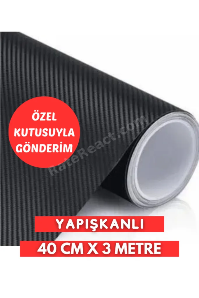 Siyah Karbon Fiber Folyo 40 Cm X 3 Metre Kaplama Folyosu Yapışkanlı