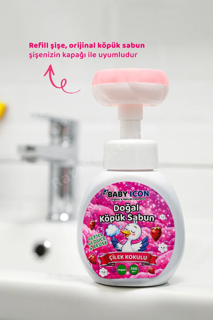 6lı Yedek Dolum - Doğal Çocuk Köpük Sabun 350 ml Çilek Kokulu