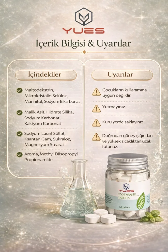 Diş Macunu Tablet 60 Tablet - Taşınabilir, Köpüren, Ağız Temizliği ve Koku Giderici