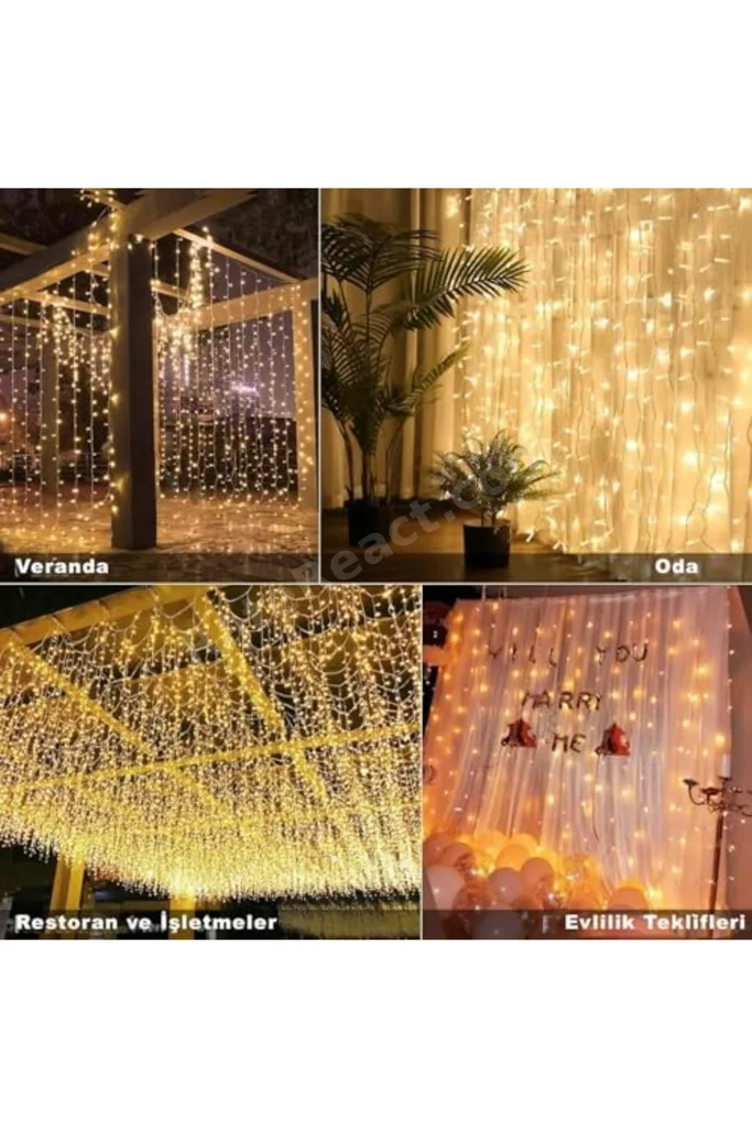 meala kozmetık store Senon Perde LED Işık 8 Fonksiyonlu Sarı Işıklı Dekoratif Aydınlatma Balkon Vera