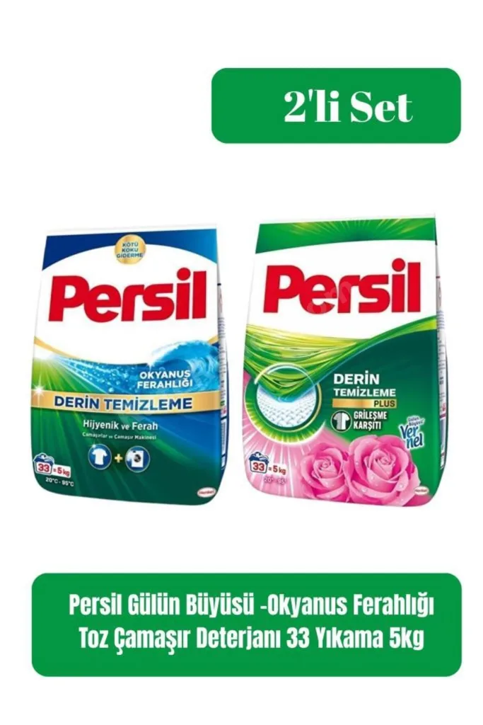 Derin Temizleme 5 kg Toz Çamaşır Deterjanı 2’li Set – Okyanus Ferahlığı & Gülün Büyüsü