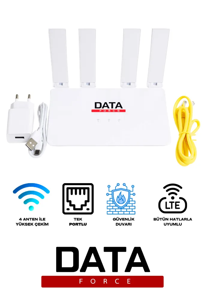 4G Sim Kartlı 4 Anten 1 PORT Taşınabilir Router Wifi Modem CPF906