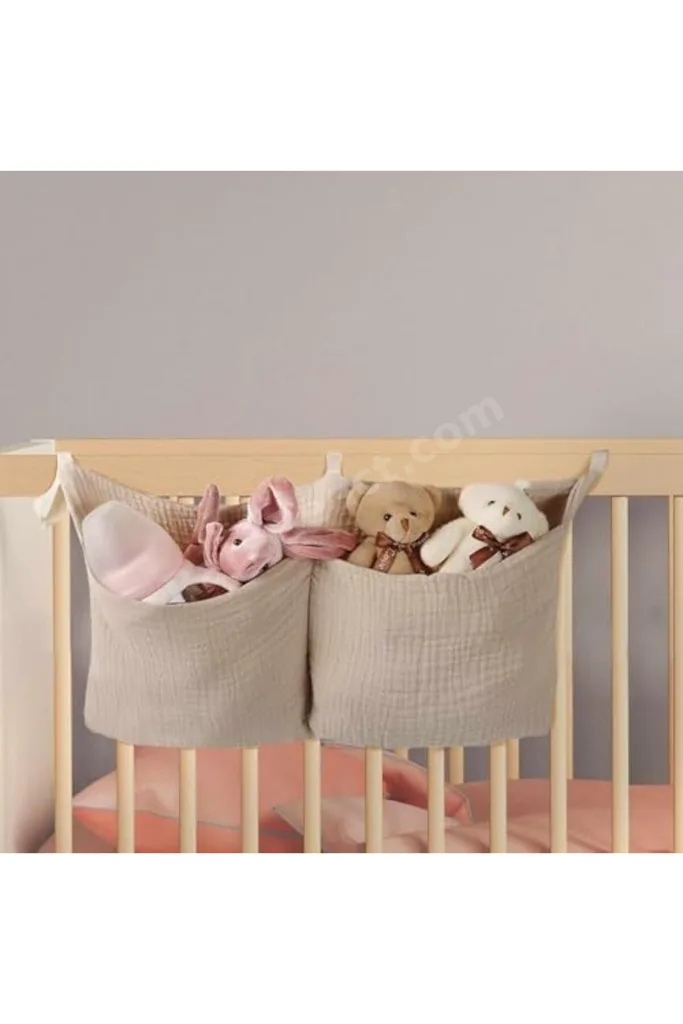 TTKTEKNOLOJİ Bebek bezi düzenleyici, çok fonksiyonlu asılı bebek organizeri, 2 cepli muslin kumaş, b