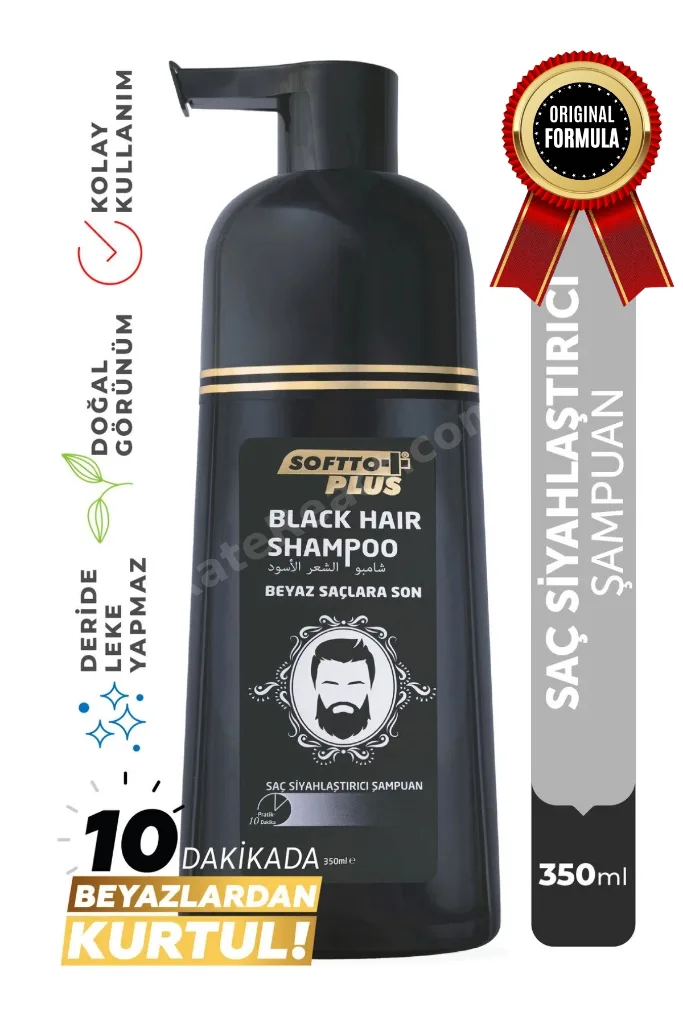 Black Hair Saç Siyahlaştırıcı Doğal Görüntü Sağlayan Boya Şampuan 350 ml
