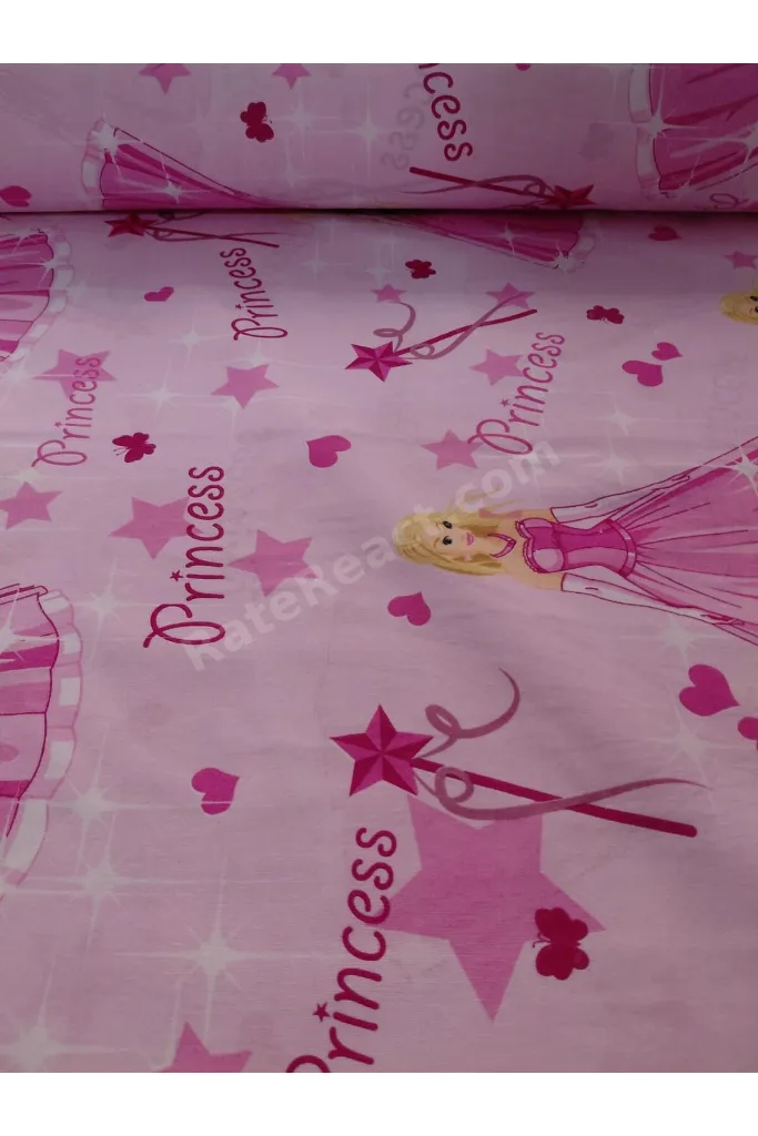 Poplin Pamuklu Prenses Desenli Nevresimlik Kumaş - Metrelik Kumaş 100x240 CM