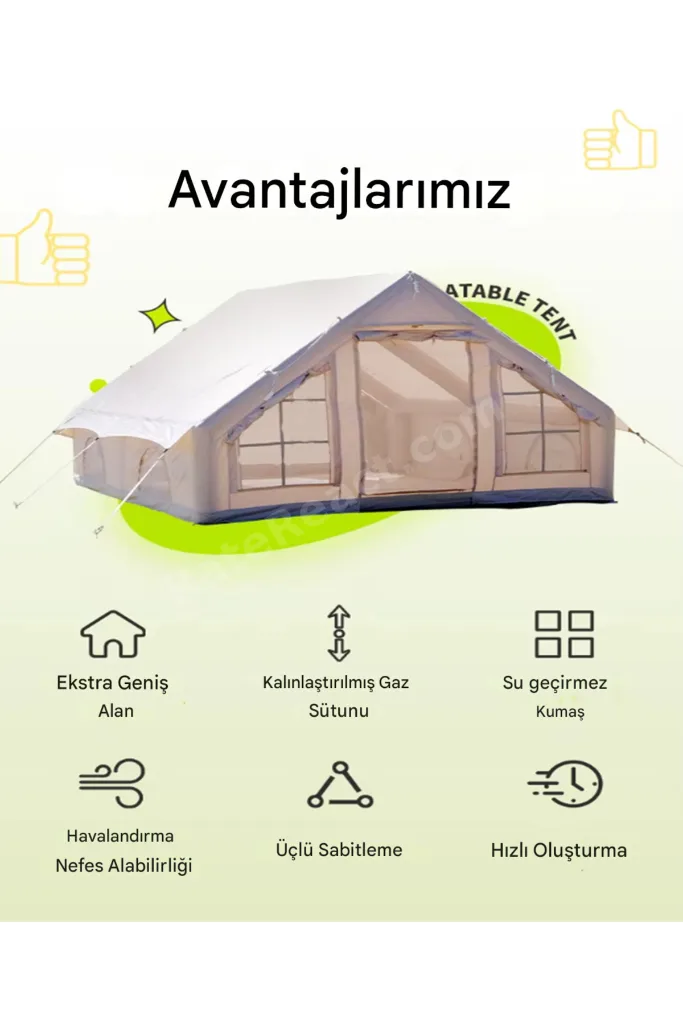 6 Kişilik ŞİŞME Kamp Çadırı Plaj Tatil Deniz Çadır Oxford Kumaşlı Pompalı