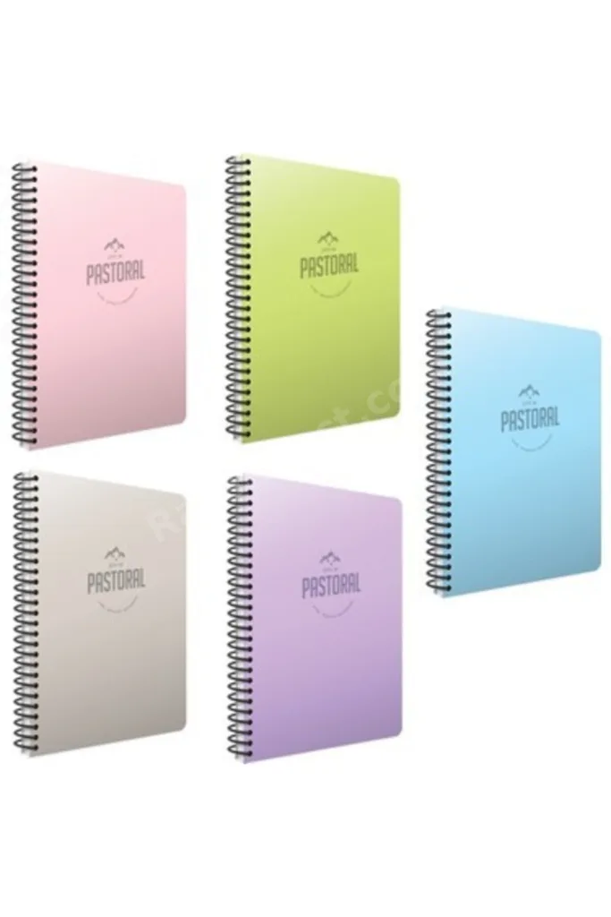 Pastoral Spiralli Plastik Kapak Defter A6 80 Yaprak Kareli