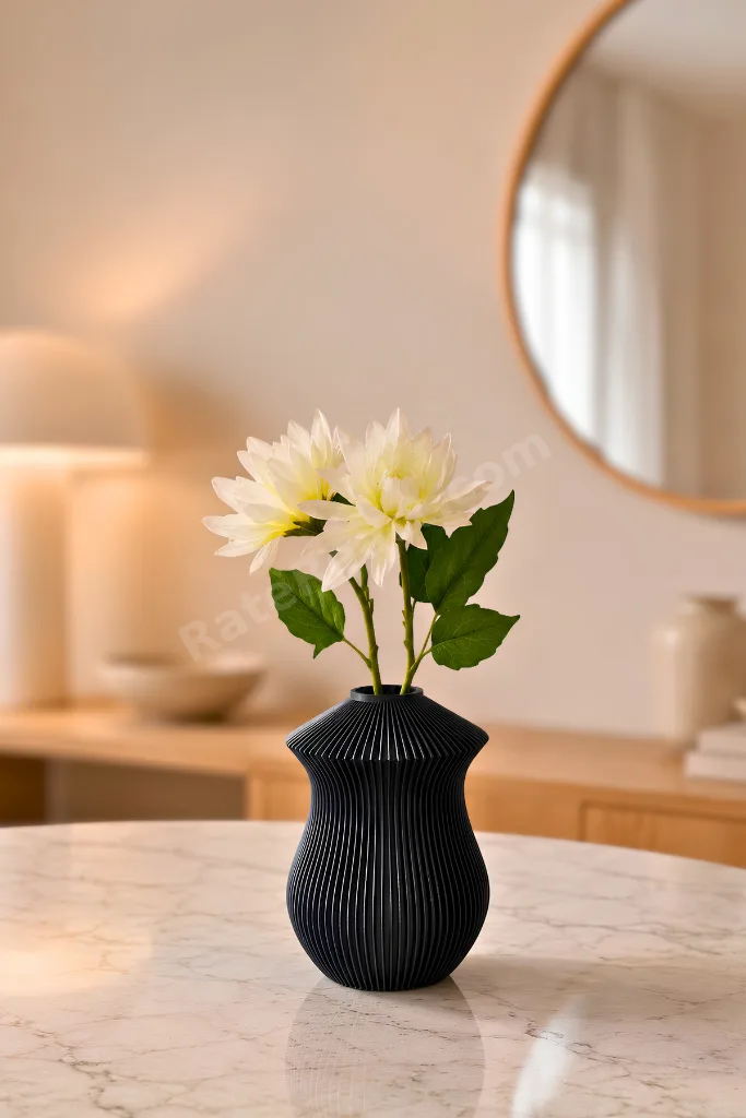 STRÖM Dekoratif Vazo Modern İskandinav Tasarım Minimalist Siyah Vazo 15 cm