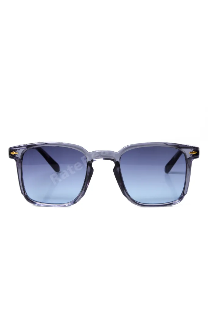 GLACIER Premium Gri Şeffaf Çerçeve Mavi Degrade Cam Unisex Kare Güneş Gözlüğü UV400