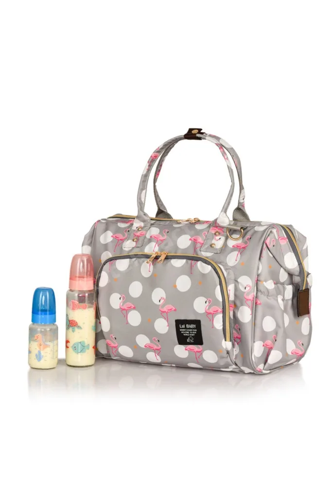 Baggage Bag Flamingo Gri Omuz Askılı Anne Bebek Bakım Çantası
