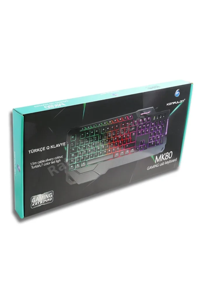 Konfulon MK80 RGB Işıklı Türkçe Q Kablolu Mekanik Klavye