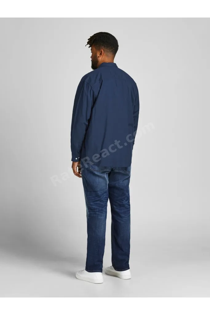 Jack&jones Büyük Beden Lacivert Erkek Oxford Gömlek 12190444