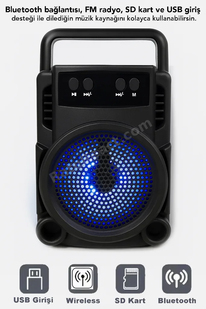 1057 Işıklı Bluetooth Hoparlör Ses Bombası Yüksek Ses Fm Yeni 2024