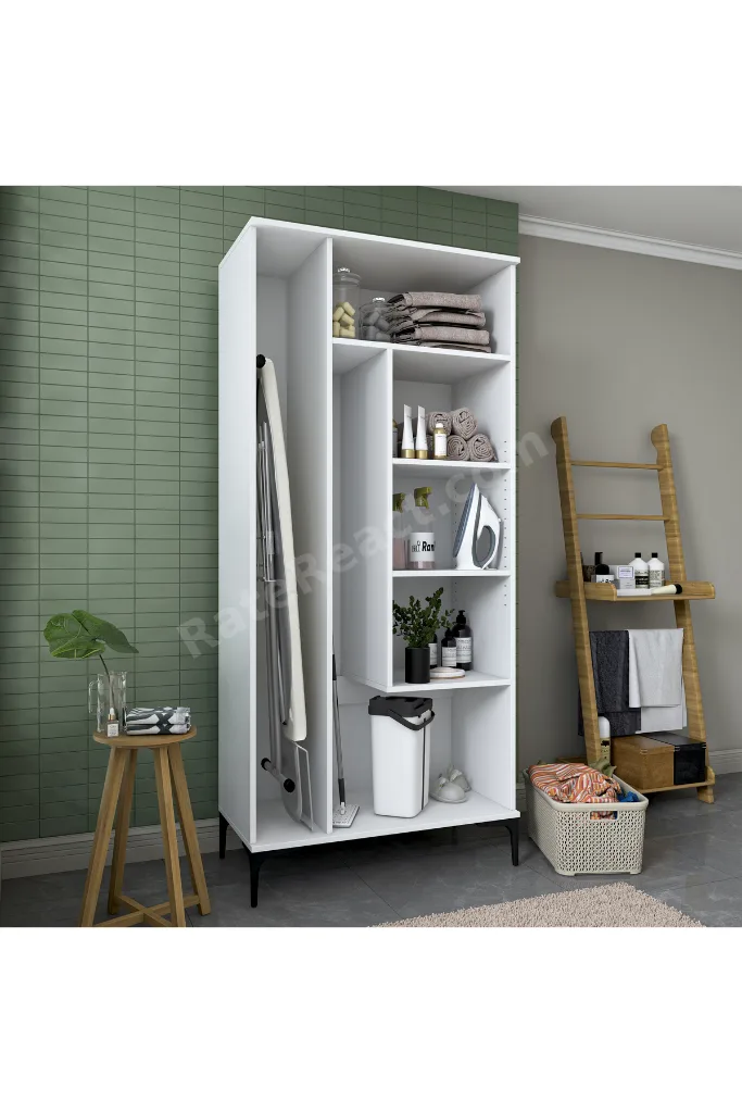 Rani KC104 Banyo Dolabı 2 Kapaklı 4 Raflı Çok Amaçlı Dolap Beyaz