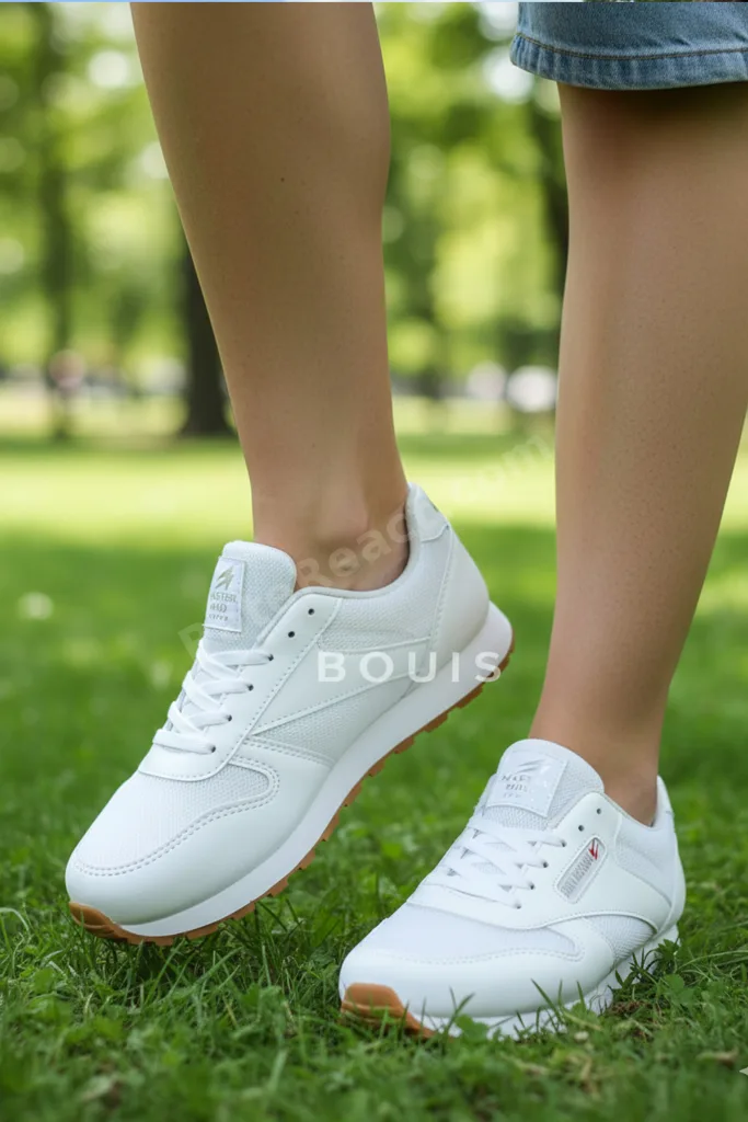 Kadın Beyaz Gümüş Bağcıklı Casual Rahat Taban Konforlu Yumuşak Yürüyüş Günlük Sneaker Spor Ayakkabı