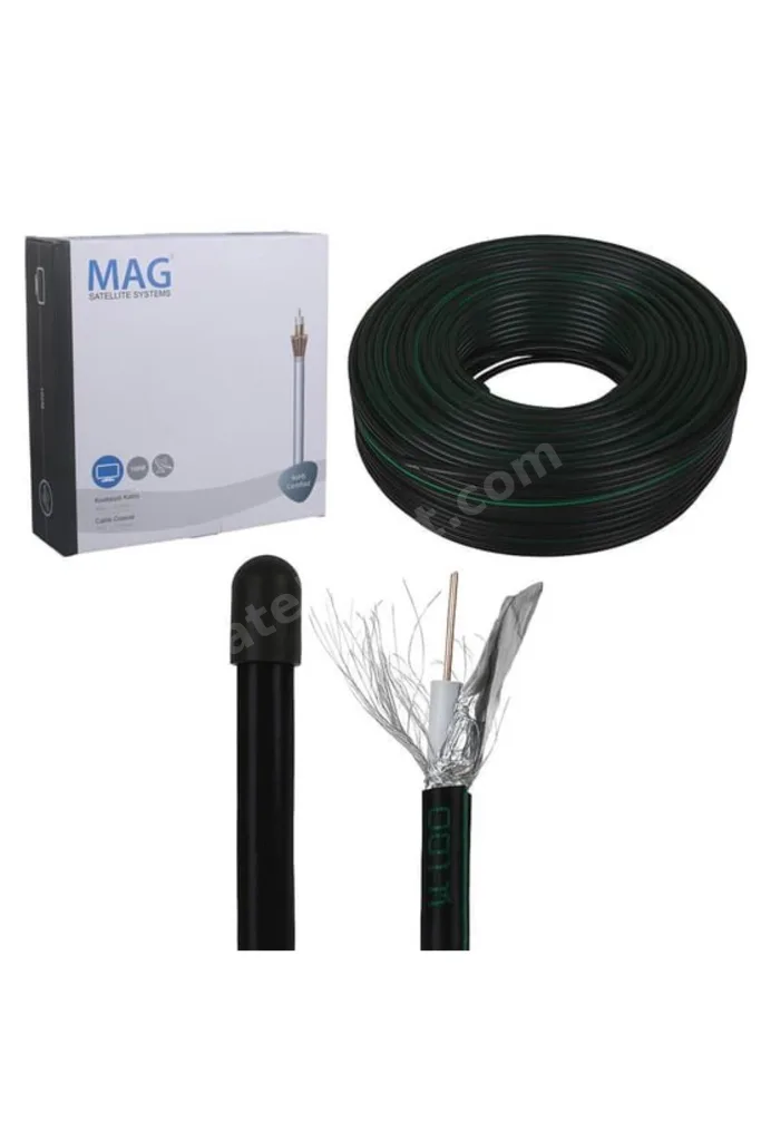 Mag Rg6/U6 Bakır Cu/Cu 80 Tel Siyah Anten Kablosu (100 Metre)