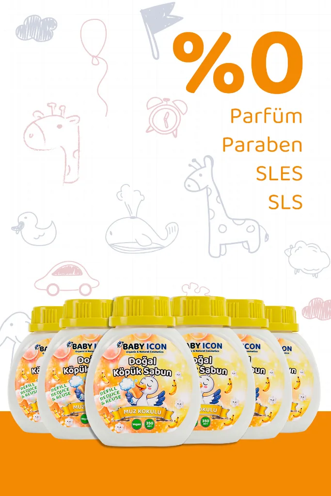 6lı Yedek Dolum - Doğal Çocuk Köpük Sabun 350 ml Muz Kokulu
