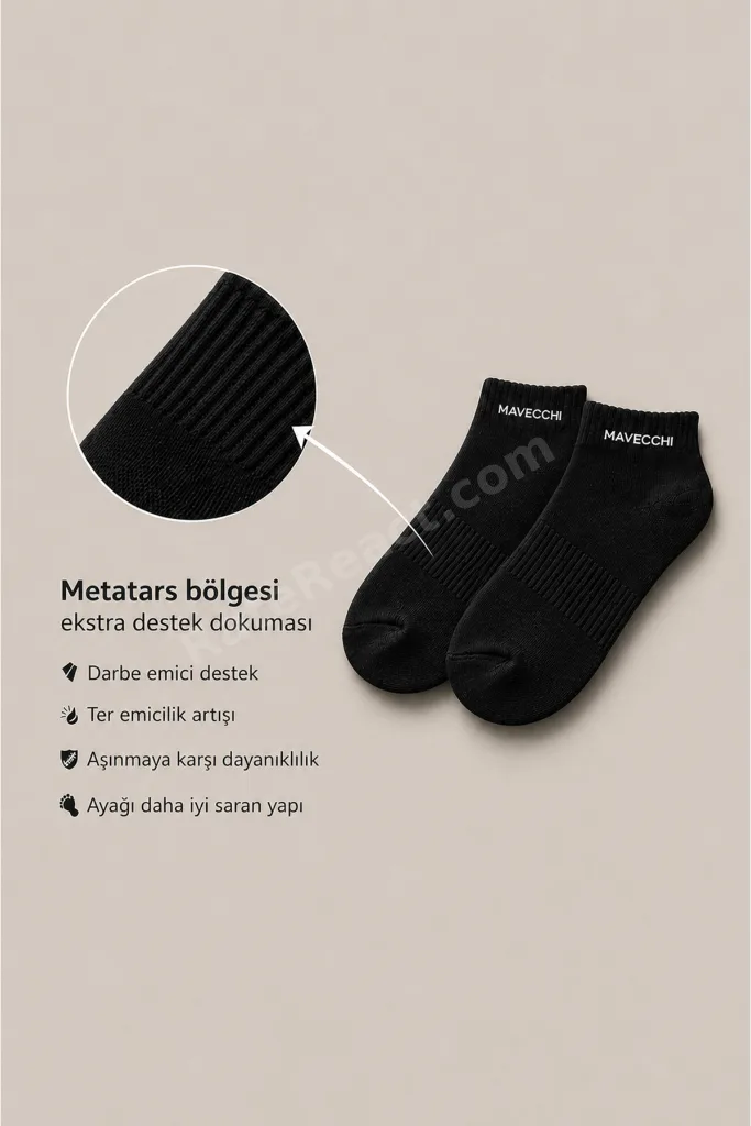 3 Çift Kutulu Premium Erkek Siyah Pamuklu Dikişsiz Patik Çorap