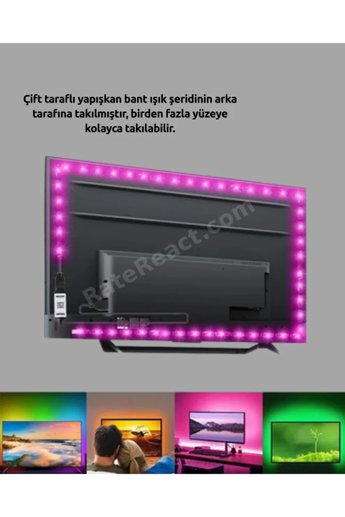 TrendyPazarSell Kendinden Yapışkanlı LED Şerit Televizyon Aydınlatması 2mt 1190575