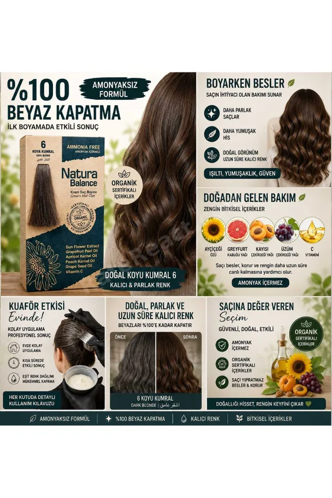 Natura Balance Kalıcı Krem Saç Boyası – Amonyaksız Formül – KÜLLÜ KOYU KUMRAL – Bitkisel içerikli