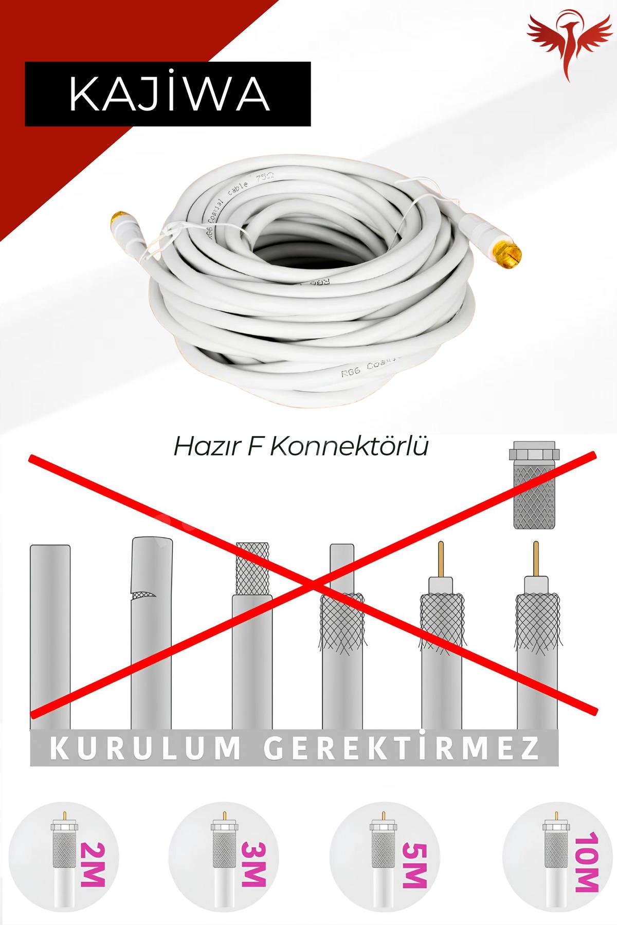 20 METRE ANTEN KABLOSU HAZIR 4K Çanak Lnb Kablosu ( Altın uç F Konnektör)