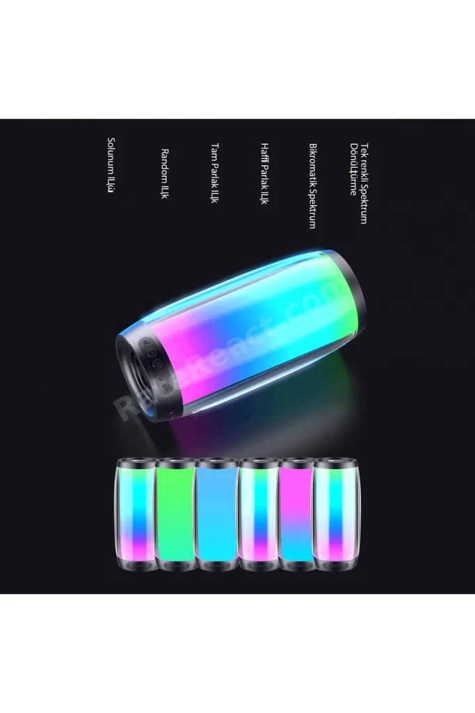 RS Kablosuz 5W RGB Aydınlatmalı Bluetooth Hoparlör /USB/SD Kart Stereo Taşınabilir Hoparlör