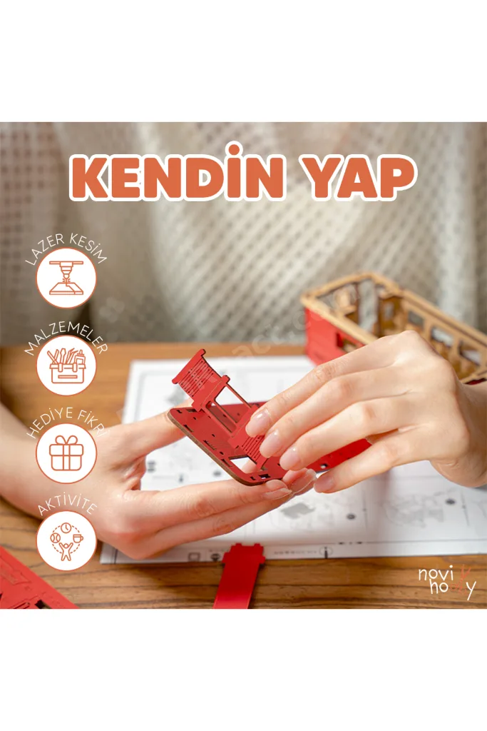 Minyatür Maket Ev Kitaplık Dekorasyonu Led Aydınlatmalı Maket Ev