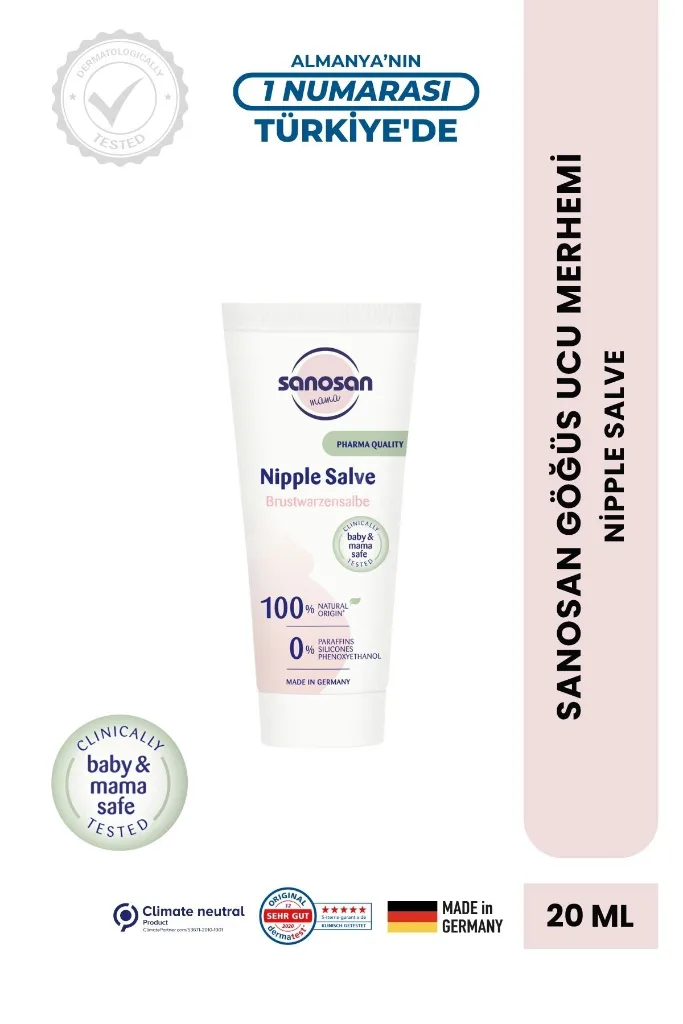 Mama Göğüs Ucu Kremi 20 ml - %100 Saf ve Doğal Lanolin İçerikli Hassas ve Çatlamış Göğüs Uçları İçin Onarıcı Bakım