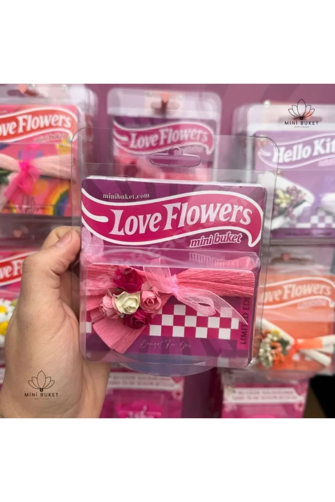 Mini Buket Love Flowers Tasarım Çiçek Buketi, Koleksiyonluk, Sevgiliye Hediye Kalıcı Çiçek, Karma