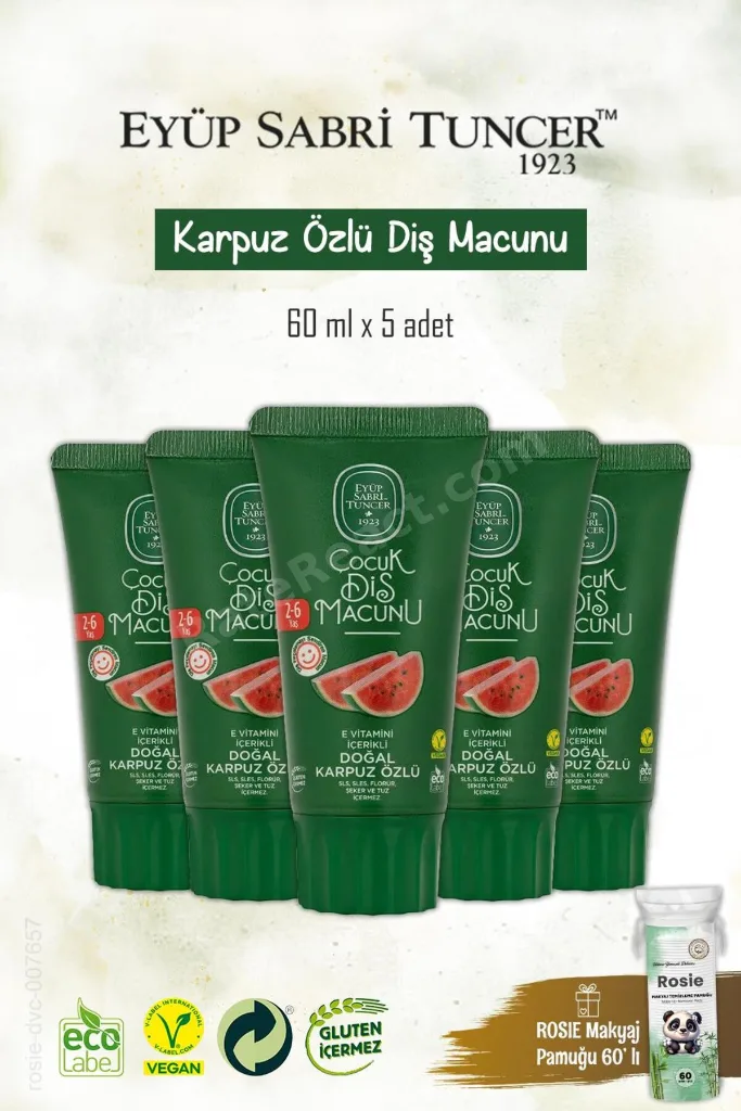 Doğal 5 Adet Karpuz Özlü Diş Macunu 60 ml, Rosie Hediye