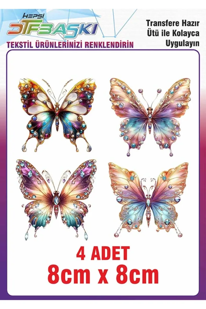 Kelebek Ütü ile Yapışan Kumaş Tekstil Tişört Dtf Baskı