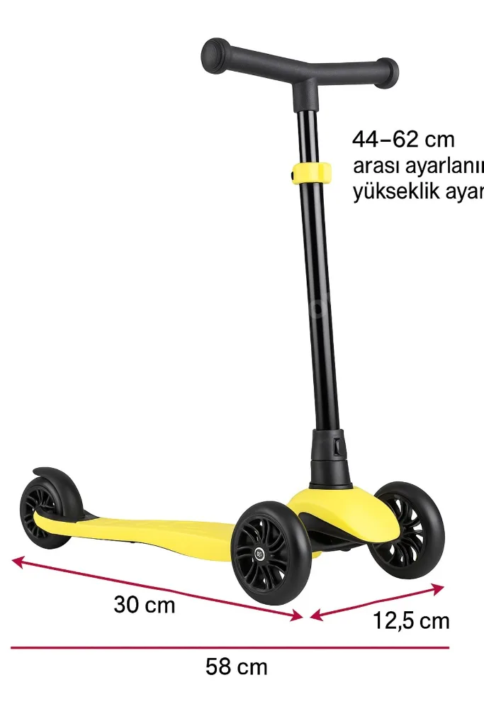 SCOOTER Turbo 3 Tekerli Yükseklik Ayarlı Scooter, SARI