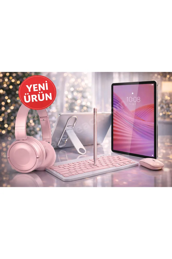 Tab 4GB/64 GB 10.1"İNCH TABLET+ŞEFFAF KILIF+KLAVYE VE MOUSE+KALEM+KULAKLIK+ÇANTA HEDİYELİ (PEMBE)
