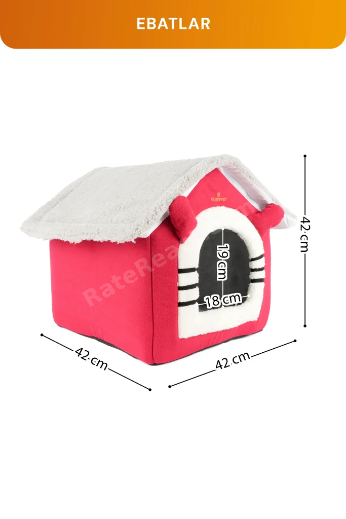 Peluş Kedi Ve Küçük Irk Köpek Evi, Minderli
