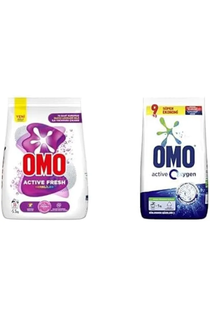TTKTEKNOLOJİ Fresh Renkliler için 36 Yıkama Toz Deterjan (1 x 5500 g) ve Omo Oxygen Toz Çamaşır Dete
