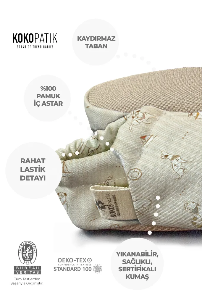 Denizci Dostlar Desen Patik-Organik Pamuk Bebek Patiği, Kaydırmaz Taban, Yenidoğan Patik