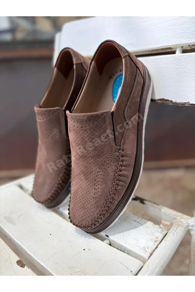 Erkek Günlük Hakiki Deri Kahverengi Loafer Ayakkabı